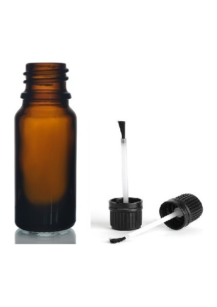 20 ml Kahverengi Cam Şişe Fırça Kapaklı, 24 Adet