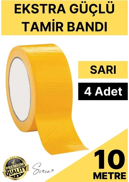4 Adet 10 mt Sarı Tamir Takviye Kapatıcı Güçlü Onarım Bandı Su Geçirmez Sızdırmaz Dayanım Çatlak