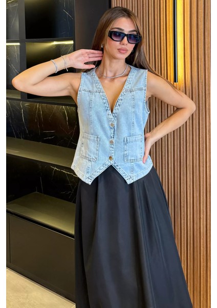 Cepli Kot Jean Yelek P-00012344