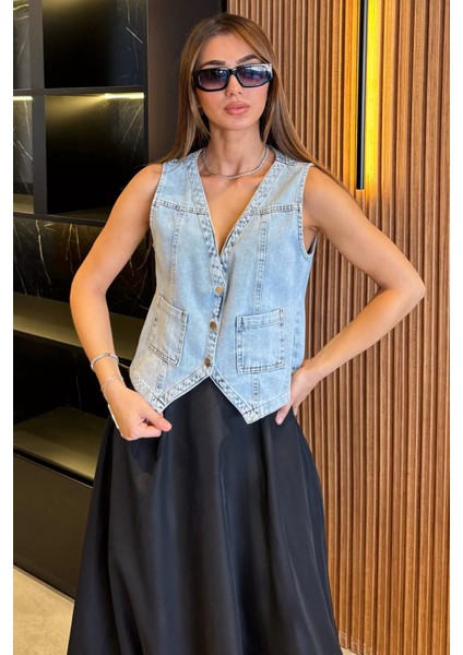 Cepli Kot Jean Yelek P-00012344