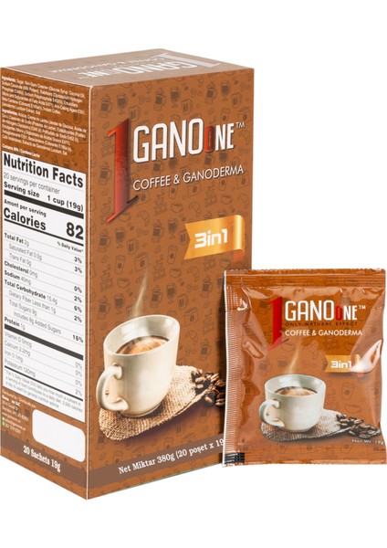 16 Kutu 3in1, Ganoderma Reishi Mantarı Özütlü Kahve Karışımı - (320 Poşet x 21 gr)