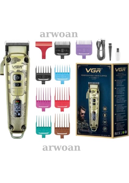 V-005 Profesyonel Saç Kesme ve Tıraş Makinesi - Renkli Taraklı Tam Set!
