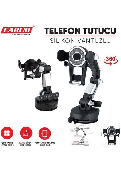 Carub Telefon Tutucu Akrobat Numaratörlü Vantuzlu