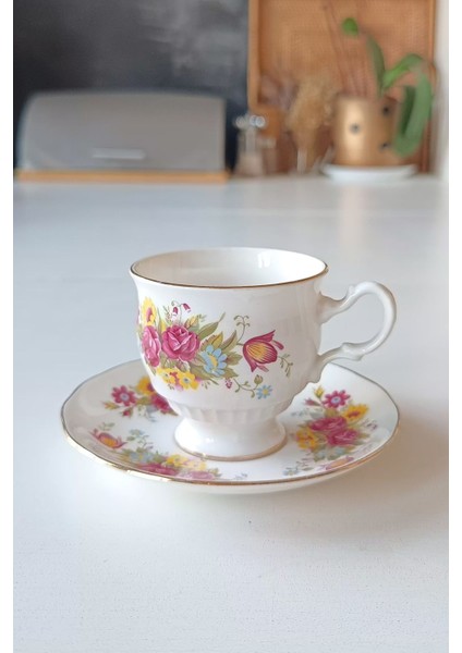 Royal Kent Bone China Staffordshire Ingiliz Vintage Kahve Fincanı