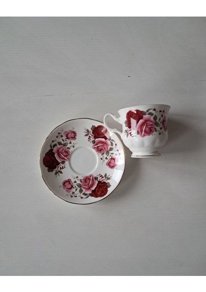 Queen Anne Güllü Antika Duble Boy Kahve Fincanı Bone China