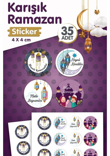 Hayırlı Kandiller,hayırlı Ramazanlar,mutlu Bayramlar Sticker Etiket 4 cm 35 Adet -T1190
