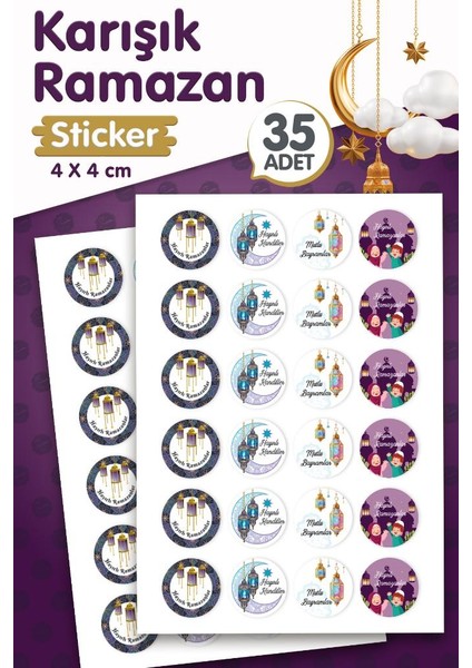 Hayırlı Kandiller,hayırlı Ramazanlar,mutlu Bayramlar Sticker Etiket 4 cm 35 Adet -T1190 fiyatları