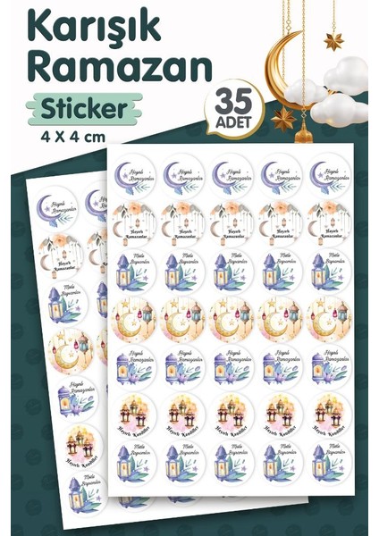 Hayırlı Kandiller,hayırlı Ramazanlar,mutlu Bayramlar Sticker Etiket 4 cm 35 Adet 2-T1191 fiyatları