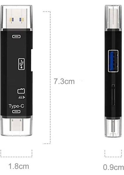 5in1 Otg Kart Okuyucu USB 2.0 - Type-C - Micro USB - Micro Sd/tf Hafıza Kartı Çevirici Adaptör