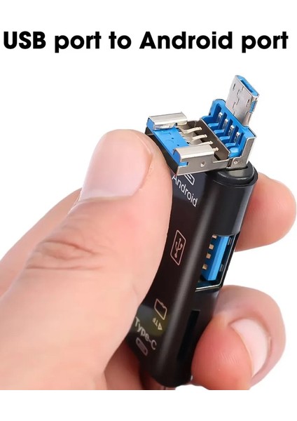 5in1 Otg Kart Okuyucu USB 2.0 - Type-C - Micro USB - Micro Sd/tf Hafıza Kartı Çevirici Adaptör