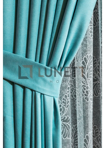 Kullanıma Hazır Turkuaz Rengi Pilesiz Ekstraforlu Düz Dikim Fon Perde Tek Kanat 9199 fiyatları