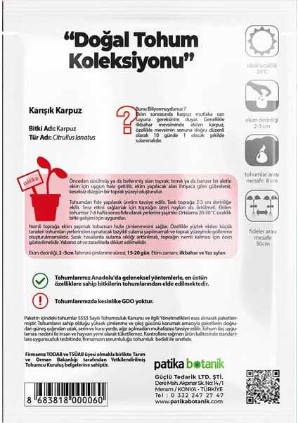 50 Adet Karışık Karpuz Tohumu (Siyah, Alaca, Kışlık Sarı)