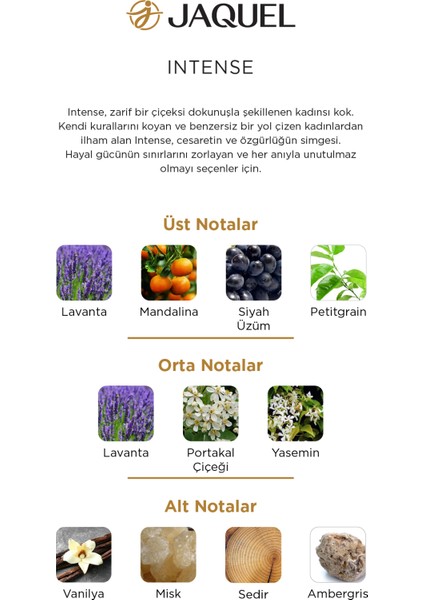 İntense Kadın Parfüm 100ml, Çiçeksi, Lavanta, Mandalina, Petitgrain, Yasemin, Vanilya, Misk, Sedir fırsatları