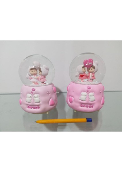 Kopya - Müzikli ve Işıklı Kar Küresi 16CM 4146 Koyu Pembe