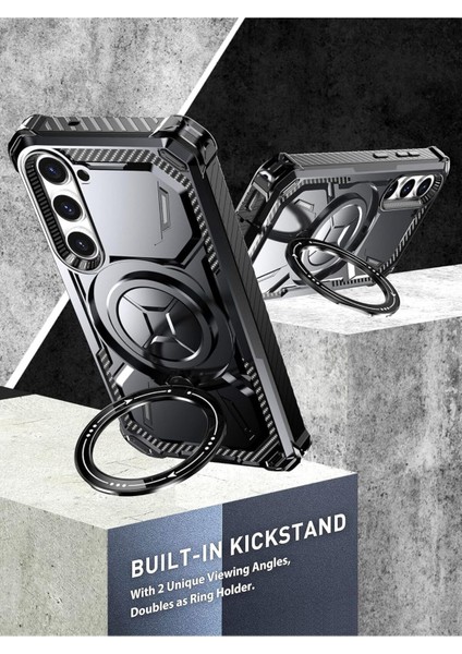 Samsung Galaxy S25 Plus Kılıf Manyetik Şarj Özellikli Armor Yüzüklü Standlı Tank Kapak