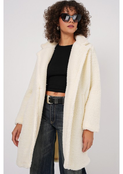 9148 Oversize Peluş Kaban - Ekru