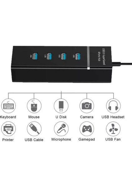 USB 3.0 High Speed 4 Port USB Çoklayıcı Hub 30CM Kablo