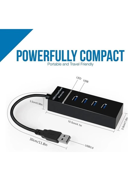 USB 3.0 High Speed 4 Port USB Çoklayıcı Hub 30CM Kablo