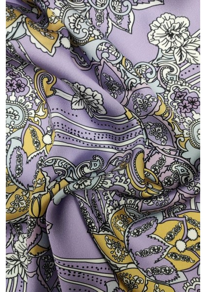 Çiçek Desenli Dijital Baskılı Şifon Saten Kumaş / En 1,50 cm - Elbise , Perde ve Kırlent