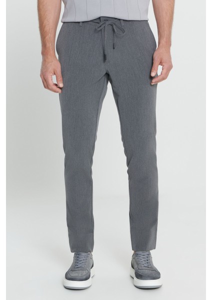 Slim Fit Dar Kesim Yan Cepli Desenli Beli Lastikli Pantolon fiyatları