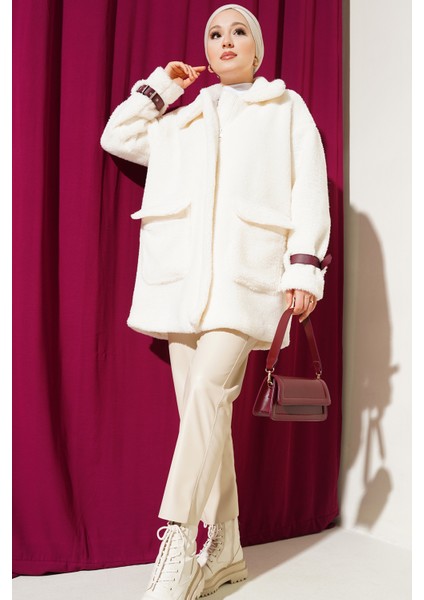 5206 Kadın Oversize Peluş Mont - Mürdüm fiyatları