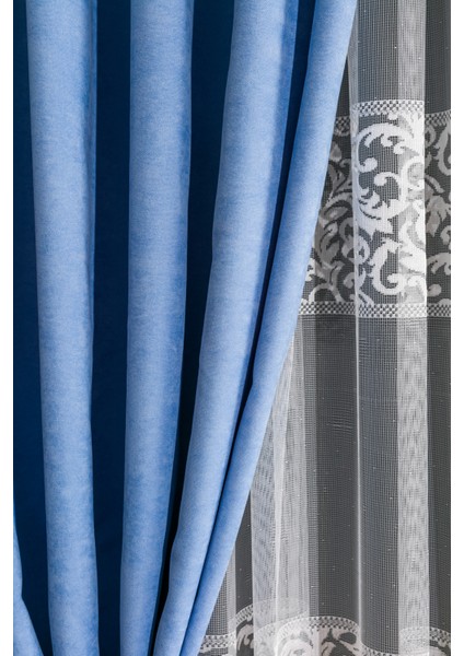 Kullanıma Hazır Bebe Mavisi Rengi Pilesiz Ekstraforlu Düz Dikim Fon Perde Tek Kanat 9246 fiyatları