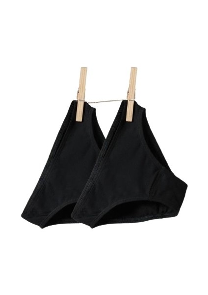 1195 KIZ ÇOCUK 2 Lİ ORGANİK SİYAH SLİP KÜLOT fiyatları