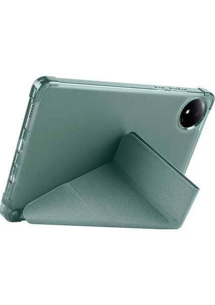 Xiaomi Redmi Pad Se 8.7 Kılıf Kalem Bölmeli Tri Folding Smart Standlı Pu Deri Arkası Yumuşak Silikon 360 Tam Koruma Koyu Yeşil fırsatları