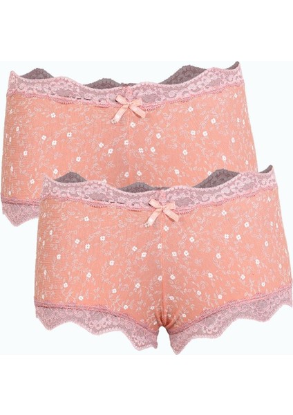 Kadın Pamuklu 2li Boxer Somon 40280
