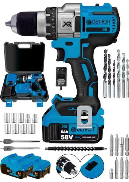 Powertools Usa Brushless 58 V 5AH Çelik Darbeli Şarjlı Matkap Vidalama-Kırmızı Dflng Series fiyatları