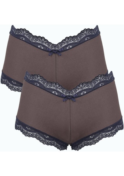 Kadın Pamuklu 2li Boxer Kahve 40277