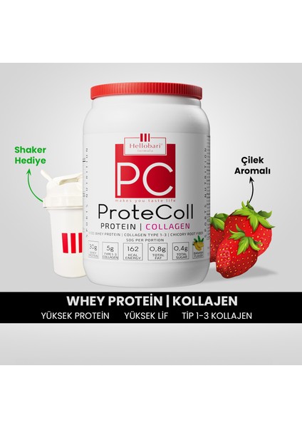 Formula Protecoll | Whey Protein ve Kollajen | Çilek Aromalı | 21 Porsiyon
