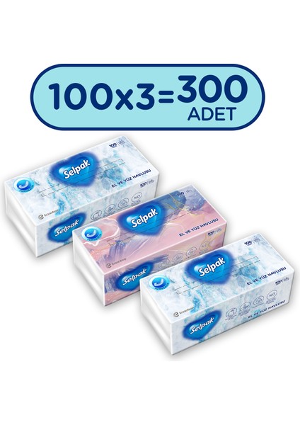 ® El ve Yüz Havlusu 3'lü 300 Yaprak