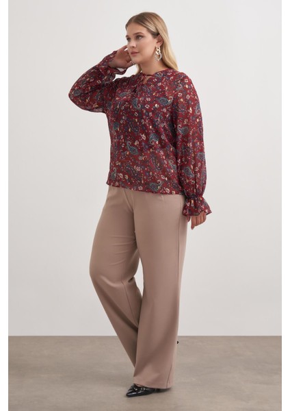 Önü Bağcıklı Şifon Bluz