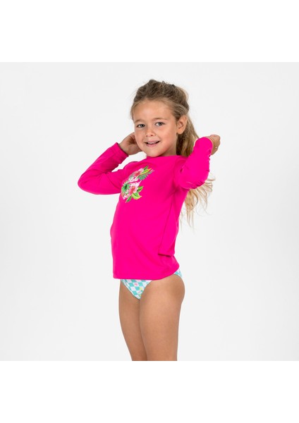 Olaian Çocuk Slim Fit Uzun Kollu UV Korumalı Tişört - Pembe - Desenli - 100