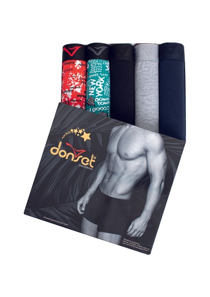 Erkek Desenli Battal Boy Boxer - 5'lı Özel Kutusunda Bohçalık Özel Paket fiyatları
