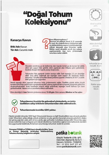 50 Adet Kanarya Kavun Tohumu