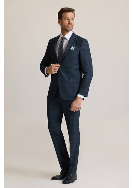 Erkek Koyu Yeşil Regular Fit Mono Yaka %100 Yünlü Takım Elbise fiyatları