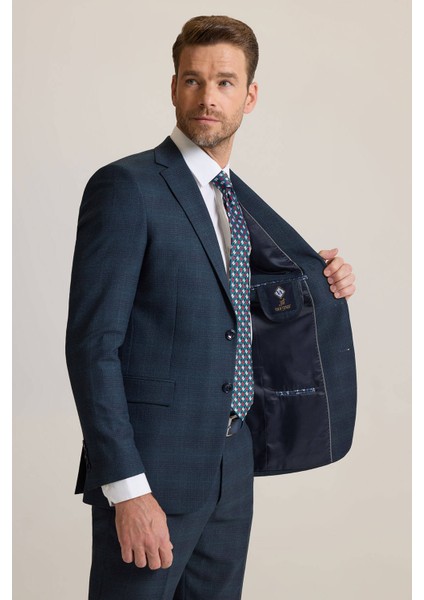 Erkek Koyu Yeşil Regular Fit Mono Yaka %100 Yünlü Takım Elbise indirimleri