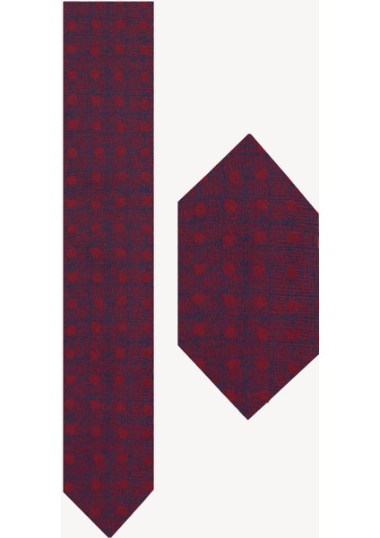 Erkek Bordo Kravat Mendil Set