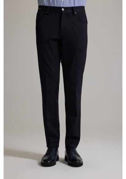 Erkek Lacivert Slim Fit Yan Cepli Kanvas Pantolon modelleri