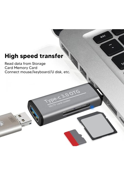 Type-C To USB 3.0 Tf Sd Kart Okuyucu USB Type-C Otg Adaptör Çevirici