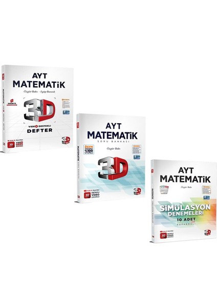 AYT Matematik Video Ders Defteri Soru Bankası ve Deneme Seti 3 Kitap