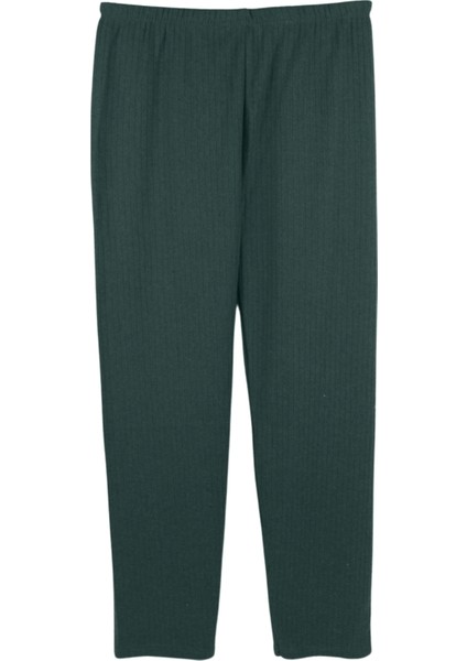 Ikili Kadın Rahat Pijama Takımı – Fitilli, Iç Göstermez, Koyu Yeşil fırsatları