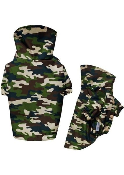 Green Camouflage Polarlı Küçük Irk Köpek Yağmurluğu