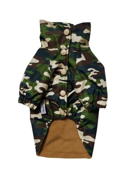 Green Camouflage Polarlı Küçük Irk Köpek Yağmurluğu