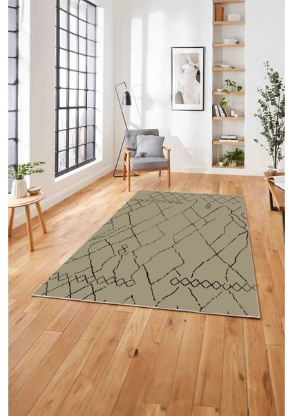 Baskılı Iskandinav Desen Çizgili Yıkanabilir Yolluk Mutfak Salon Halısı, Iskandinav-46-Bej, modelleri