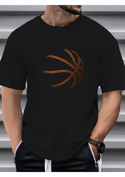 Erkek Basketbol Basklı T-Shirt Yeni Sezon Oversize Salaş