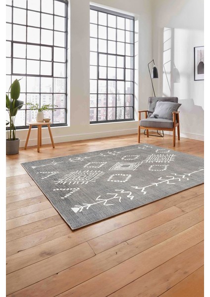Baskılı Iskandinav Etnik Modern Yıkanabilir Yolluk Mutfak Salon Halısı, Iskandinav-50-Gri,