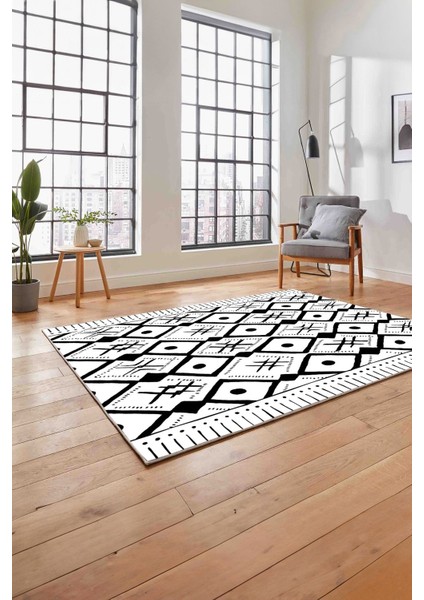 Baskılı Iskandinav Etnik Kilim Model Yıkanabilir Yolluk Mutfak Salon Halısı, Iskandinav-37-Beyaz, fırsatları